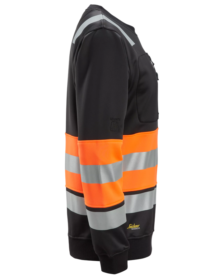 Snickers Black/Hi-Vis Orange, Hi-Vis Class 1 Sweatshirt (8031) – right side view