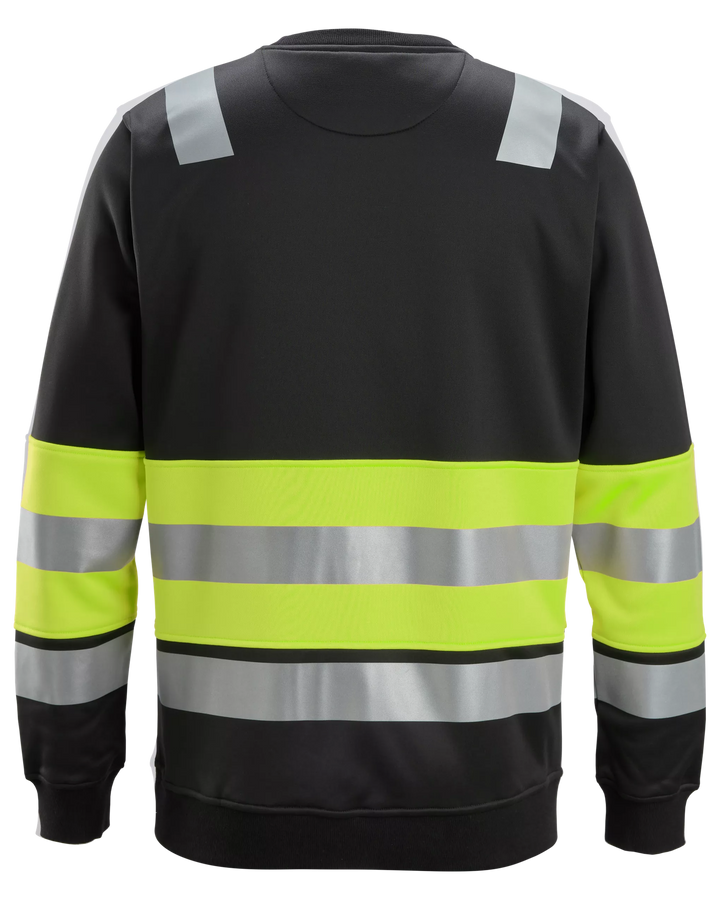Snickers Black/Hi-Vis Yellow, Hi-Vis Class 1 Sweatshirt (8031) – back view