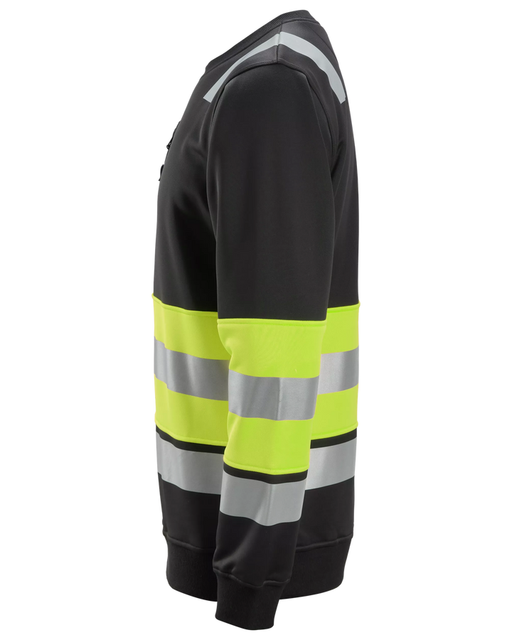 Snickers Black/Hi-Vis Yellow, Hi-Vis Class 1 Sweatshirt (8031) – left side view