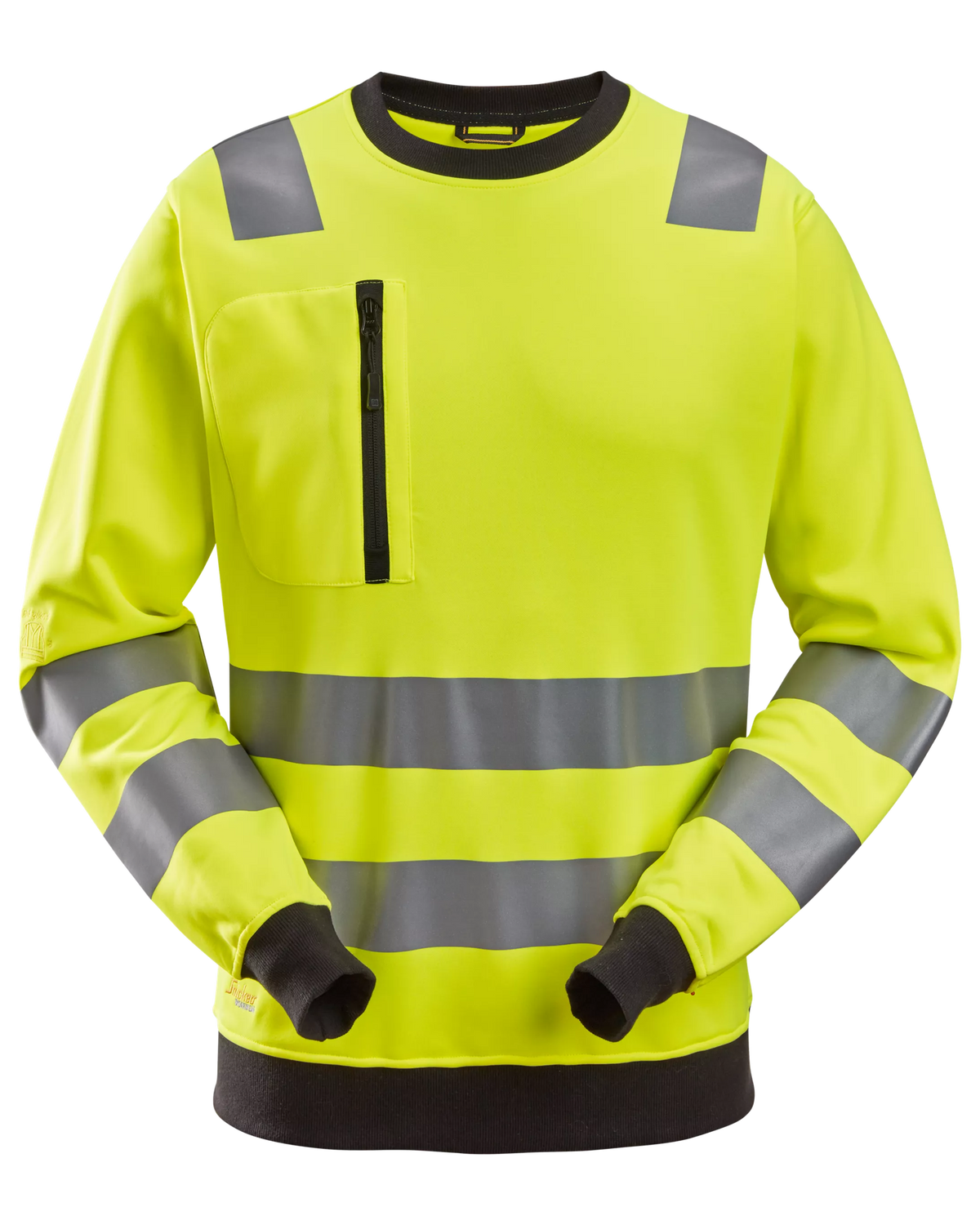 Snickers Hi-Vis Yellow, Hi-Vis Class 2/3 Sweatshirt (8037) – front view