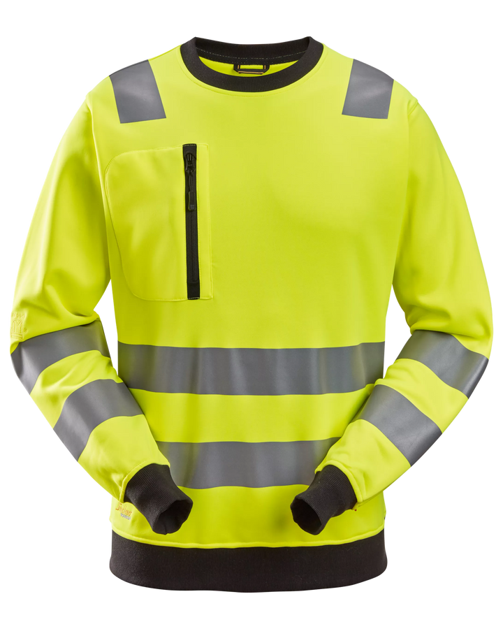 Snickers Hi-Vis Yellow, Hi-Vis Class 2/3 Sweatshirt (8037) – front view