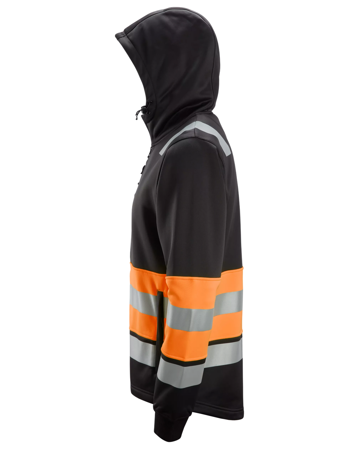 Snickers Black/Hi-Vis Orange, Hi-Vis Class 1 Full Zip Hoodie (8038) – left side view