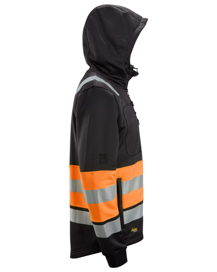 Snickers Black/Hi-Vis Orange, Hi-Vis Class 1 Full Zip Hoodie (8038) – right side view