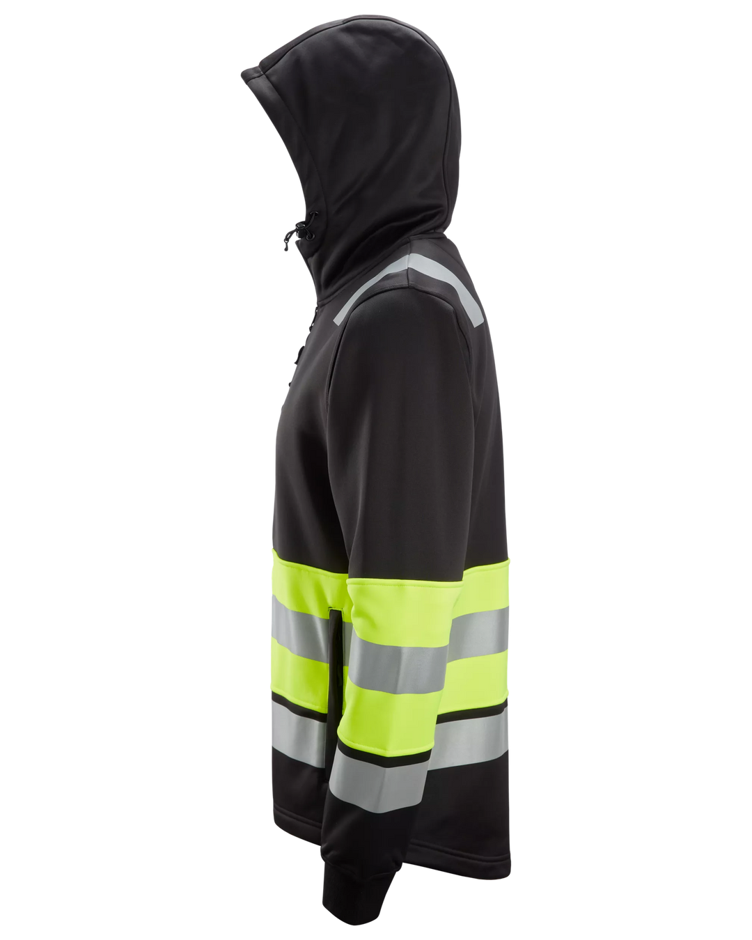 Snickers Black/Hi-Vis Yellow, Hi-Vis Class 1 Full Zip Hoodie (8038) – left side view