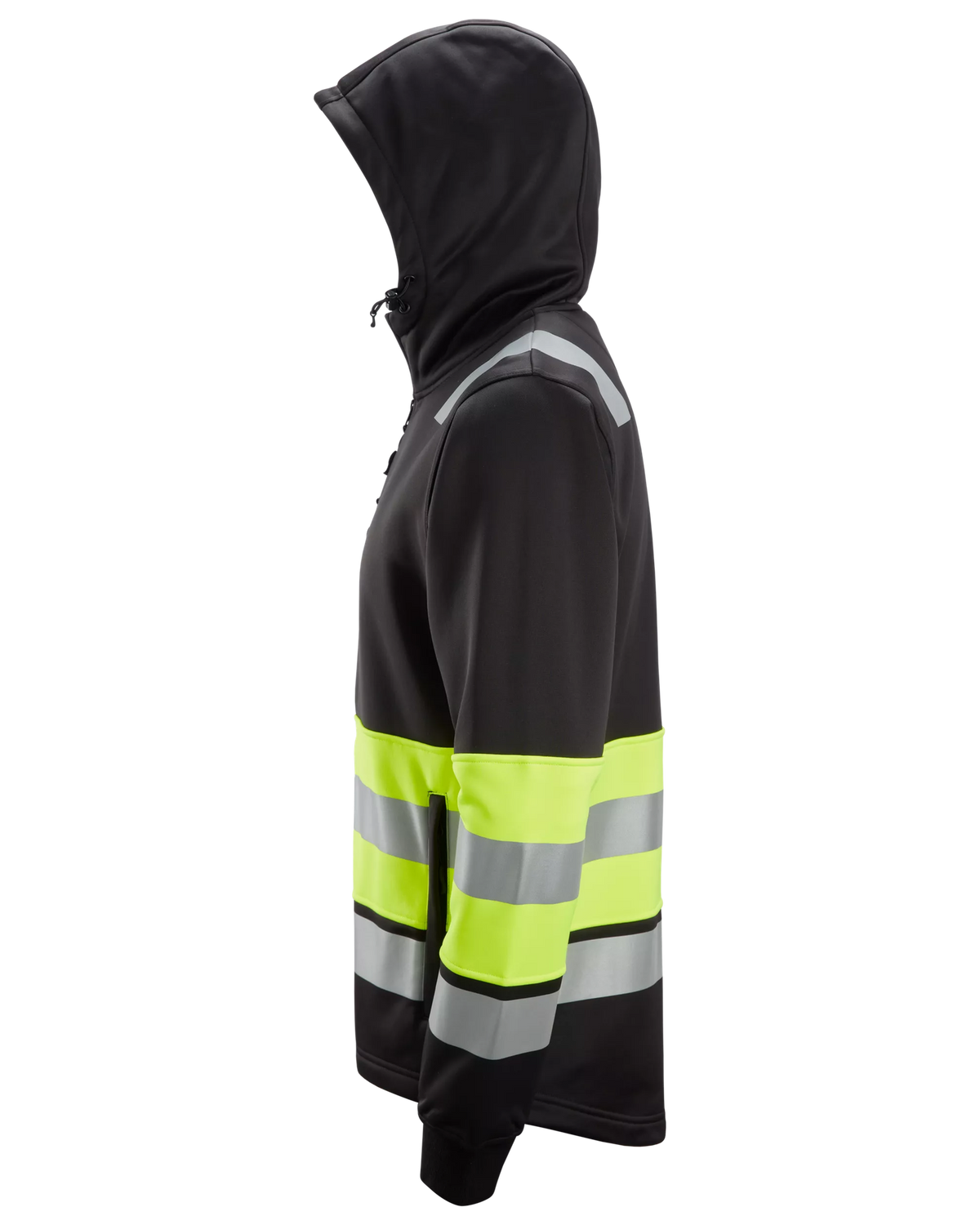 Snickers Black/Hi-Vis Yellow, Hi-Vis Class 1 Full Zip Hoodie (8038) – left side view