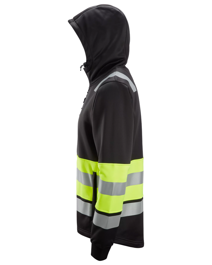 Snickers Black/Hi-Vis Yellow, Hi-Vis Class 1 Full Zip Hoodie (8038) – left side view