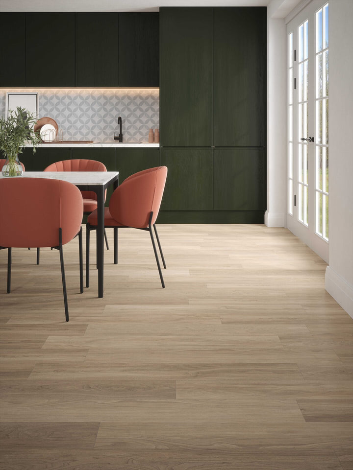 Tartas Oak Plank Aqua 72 12mm AC5 Laminate Flooring installed in a kitchen
