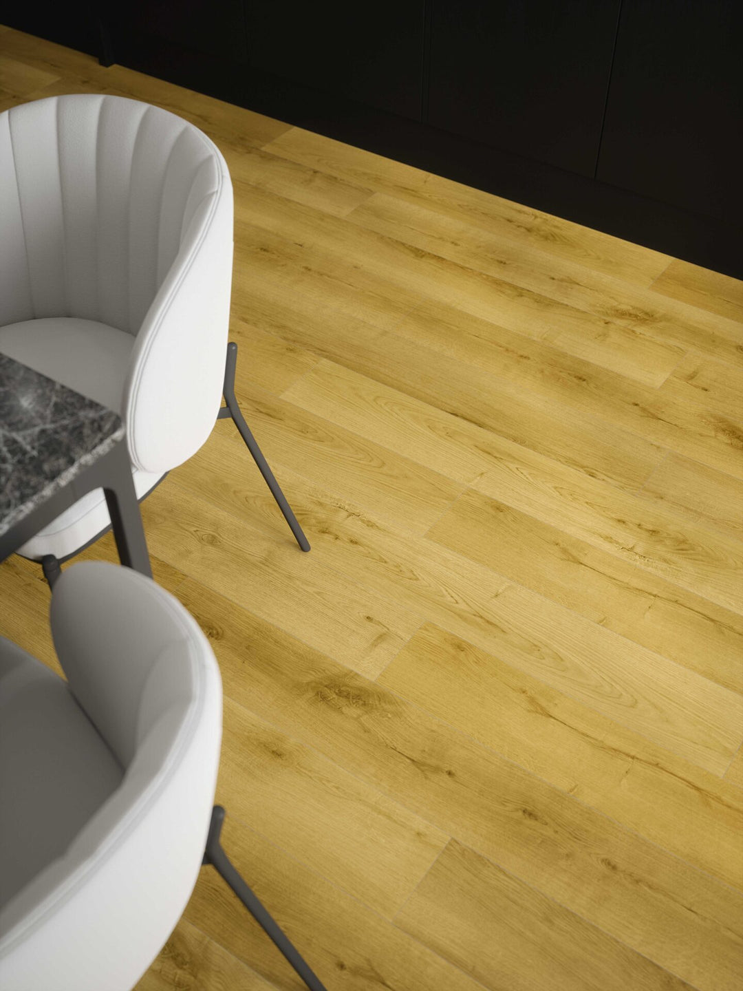 Albi Honey Oak Plank 12mm AC4 Laminate Flooring installed in a kitchen