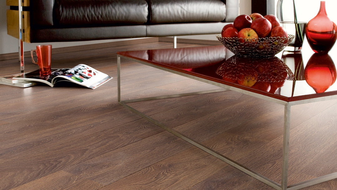 Shire Oak 4V 12mm AC5 Aqua Laminate Flooring installed in a room