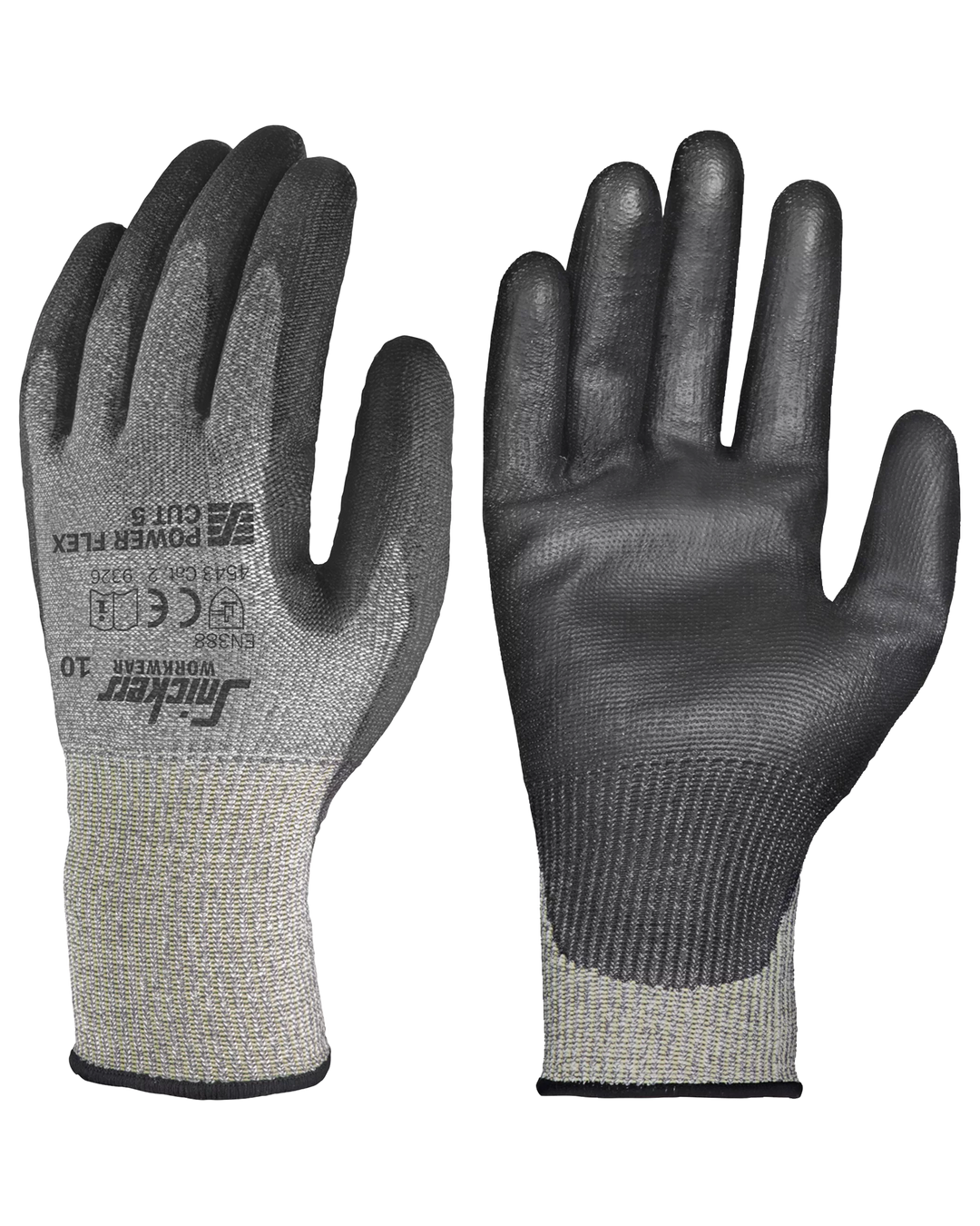 Snickers Rock Grey, Power Flex Cut 5 Gloves (9326) – front view