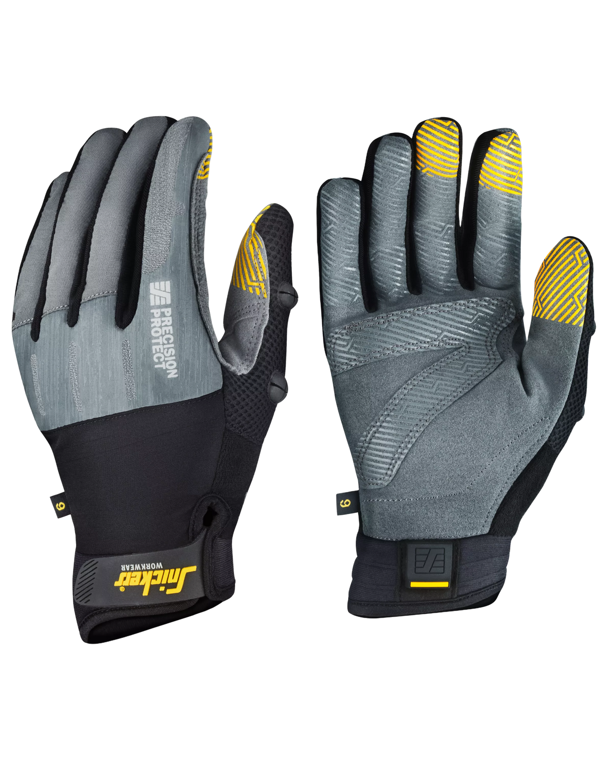 Snickers Rock Grey, Precision Protect Gloves (9574) – front view