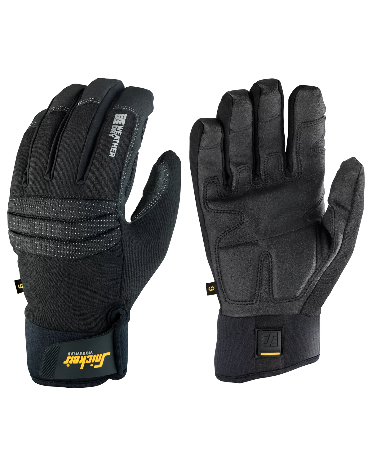 Snickers Black, Weather Dry Gloves (9579) – front view