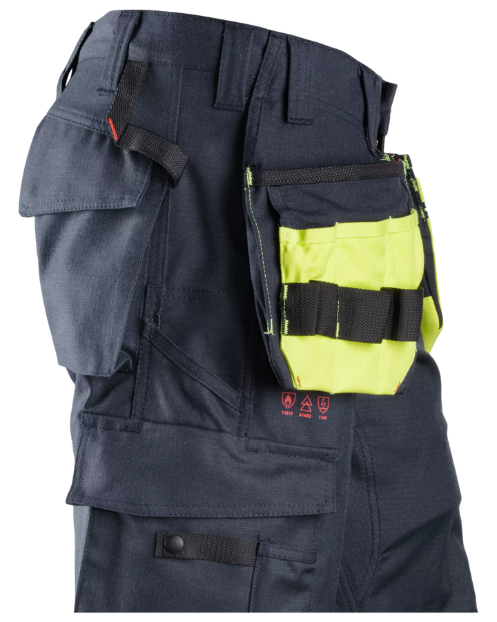 Snickers Hi-Vis Yellow/Navy, Multi Function Attached Holster Pockets (9783) – right side view