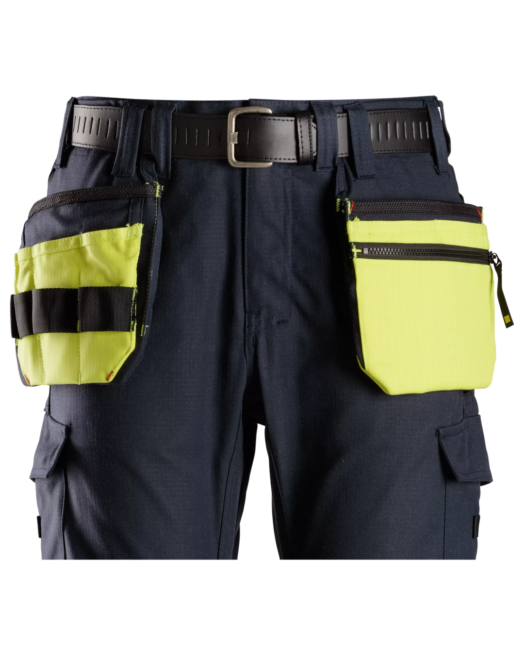 Snickers Hi-Vis Yellow/Navy, ProtecWork Multi Function Holster Pockets (9787) – front view