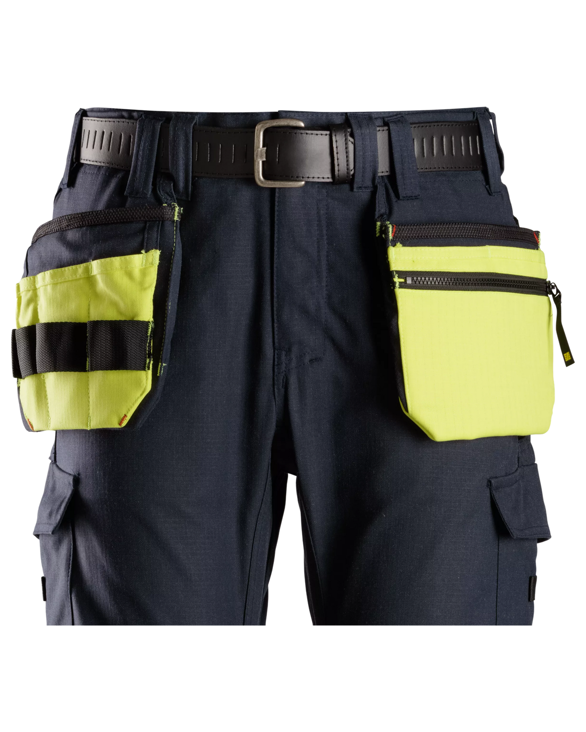 Snickers Hi-Vis Yellow/Navy, ProtecWork Multi Function Holster Pockets (9787) – front view