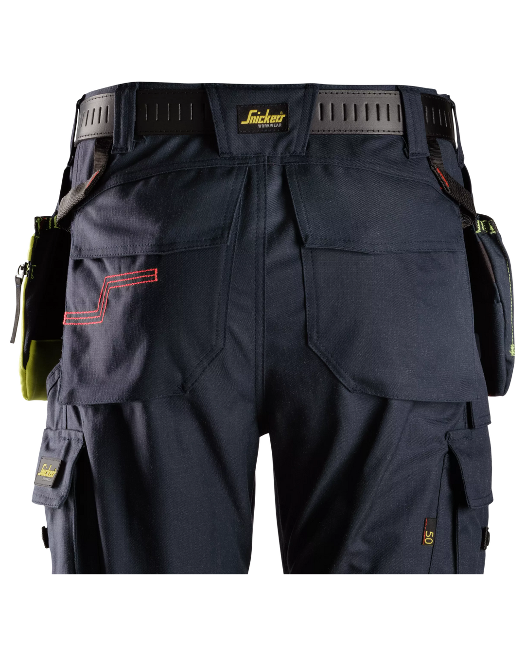 Snickers Hi-Vis Yellow/Navy, ProtecWork Multi Function Holster Pockets (9787) – back view