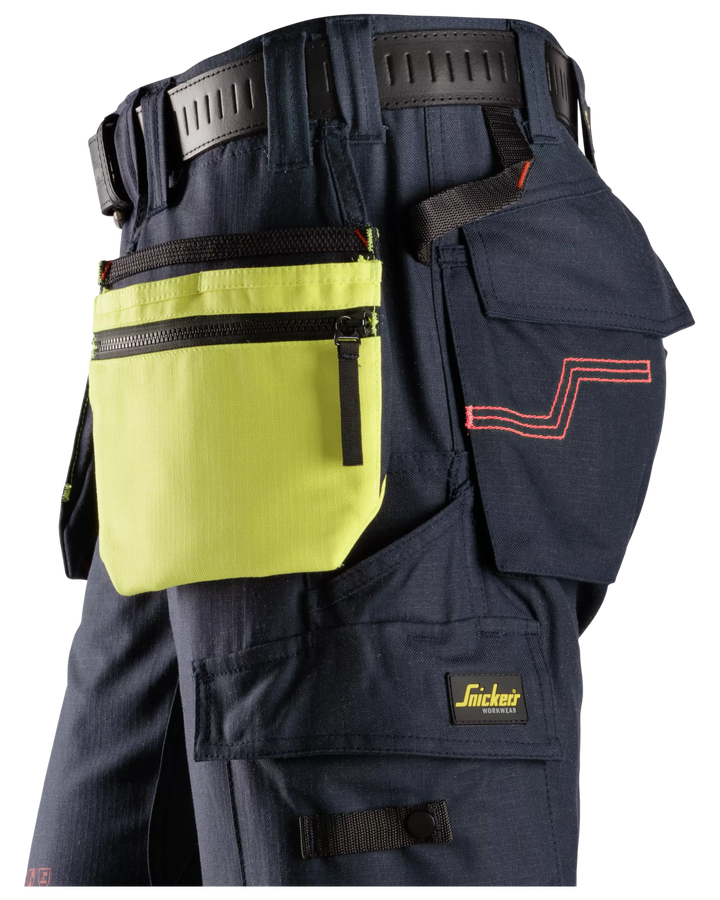 Snickers Hi-Vis Yellow/Navy, ProtecWork Multi Function Holster Pockets (9787) – left side view