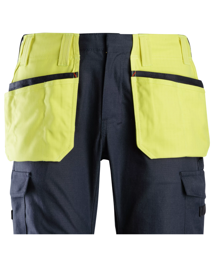 Snickers Hi-Vis Yellow/Navy, ProtecWork Attached Holster Pockets (9793) – front view