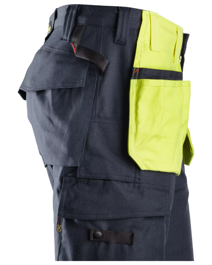 Snickers Hi-Vis Yellow/Navy, ProtecWork Attached Holster Pockets (9793) – right side view