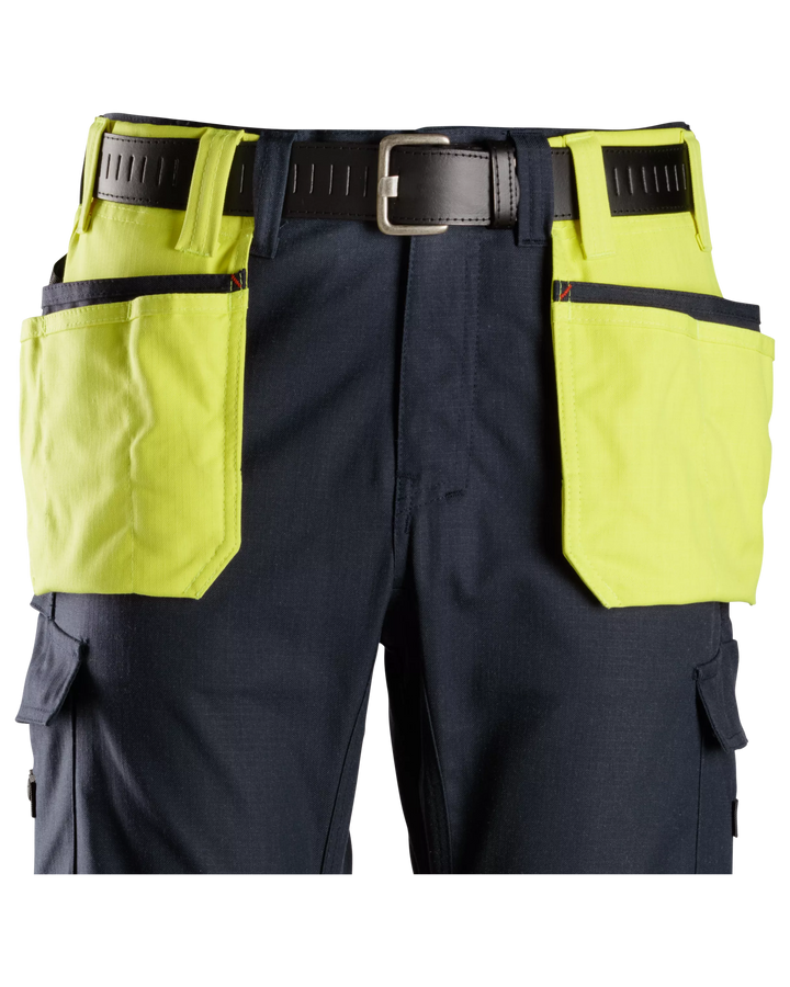 Snickers Hi-Vis Yellow/Navy, ProtecWork Holster Pockets (9797) – front view
