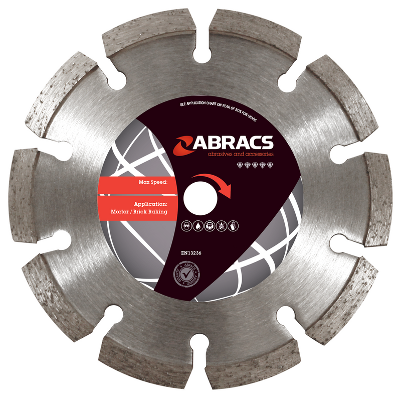 Abracs 115mm X 7mmx22mm Diamond Brick Raking Blade - Diamond Blade Dynamite Hardware