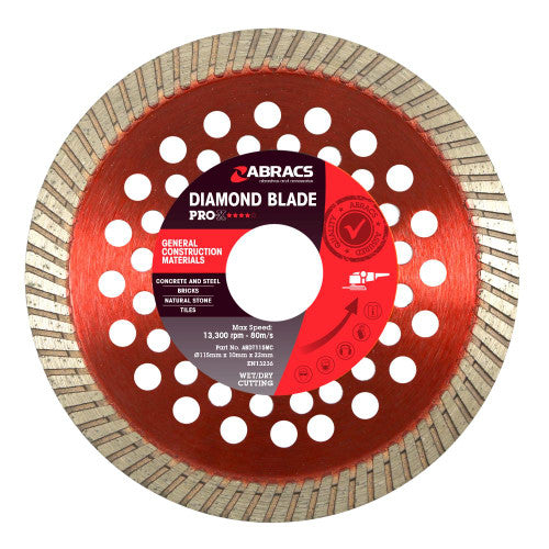 Abracs 115mm X 10mm X 22mm Diamond Blade Expert