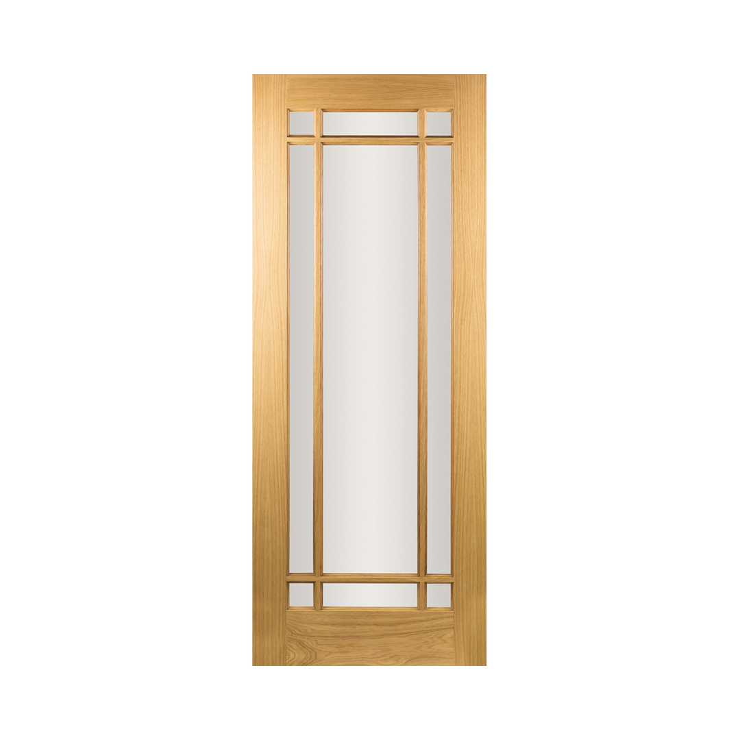 SEADEC Arizona Oak 9 Panel Clear Bevel Glass (44MM) - DOOR Dynamite Hardware