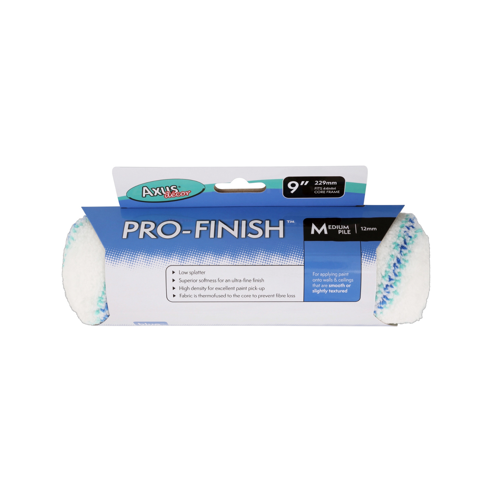 Axus Decor - Pro-Finish Roller, Blue Series (9" / 38mm Core, Medium Pile) - Paint Application By Roller Dynamite Hardware