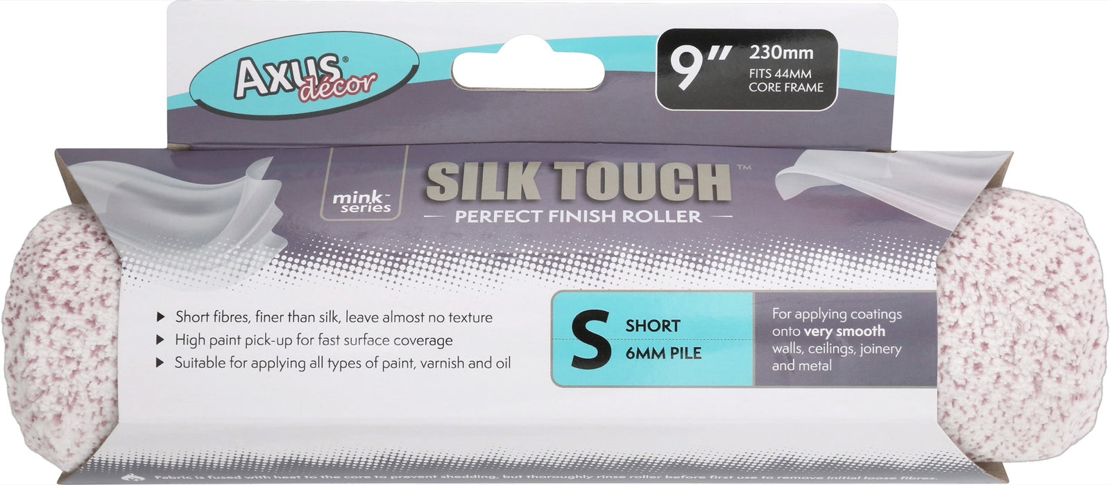 Axus Decor - Silk Touch Roller, Mink Series (9" / 230mm, 38mm core, Short Pile ) - Paint Application By Roller Dynamite Hardware