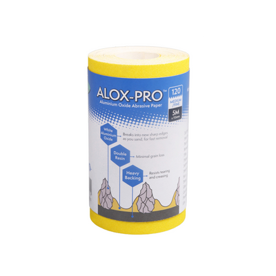 Axus Decor - Alox Pro Aluminium Oxide Abrasive Paper,Blue Series (Grit 120) 5m x 115mm - Paint Barrier Sheet Dynamite Hardware