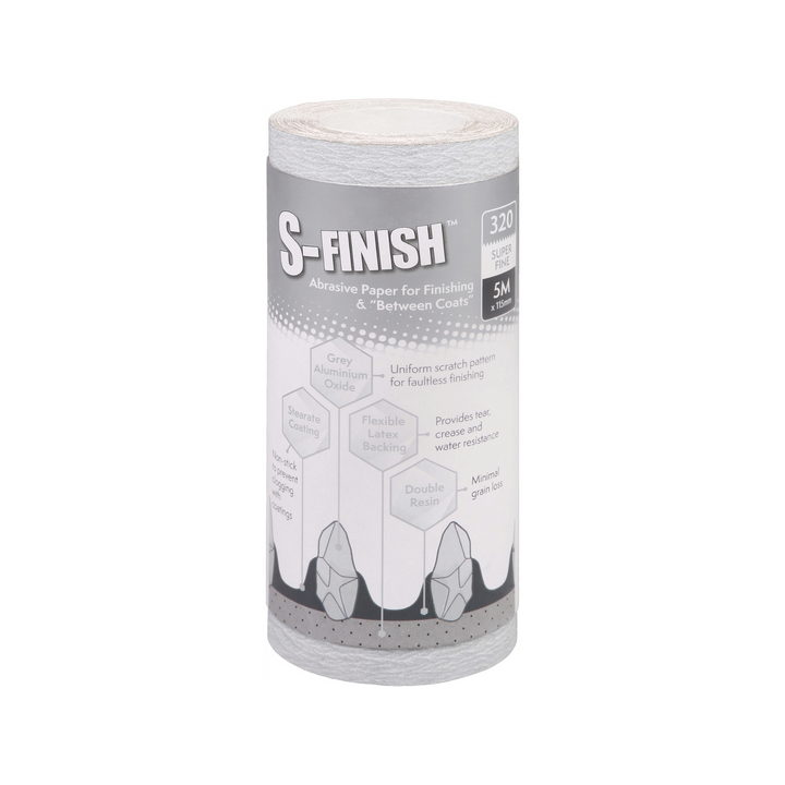 Axus Decor - S Finish Abrasive Paper for Finishing & Between Coats, Grey Series (Grit 320) 5m x 115mm - Paint Barrier Sheet Dynamite Hardware