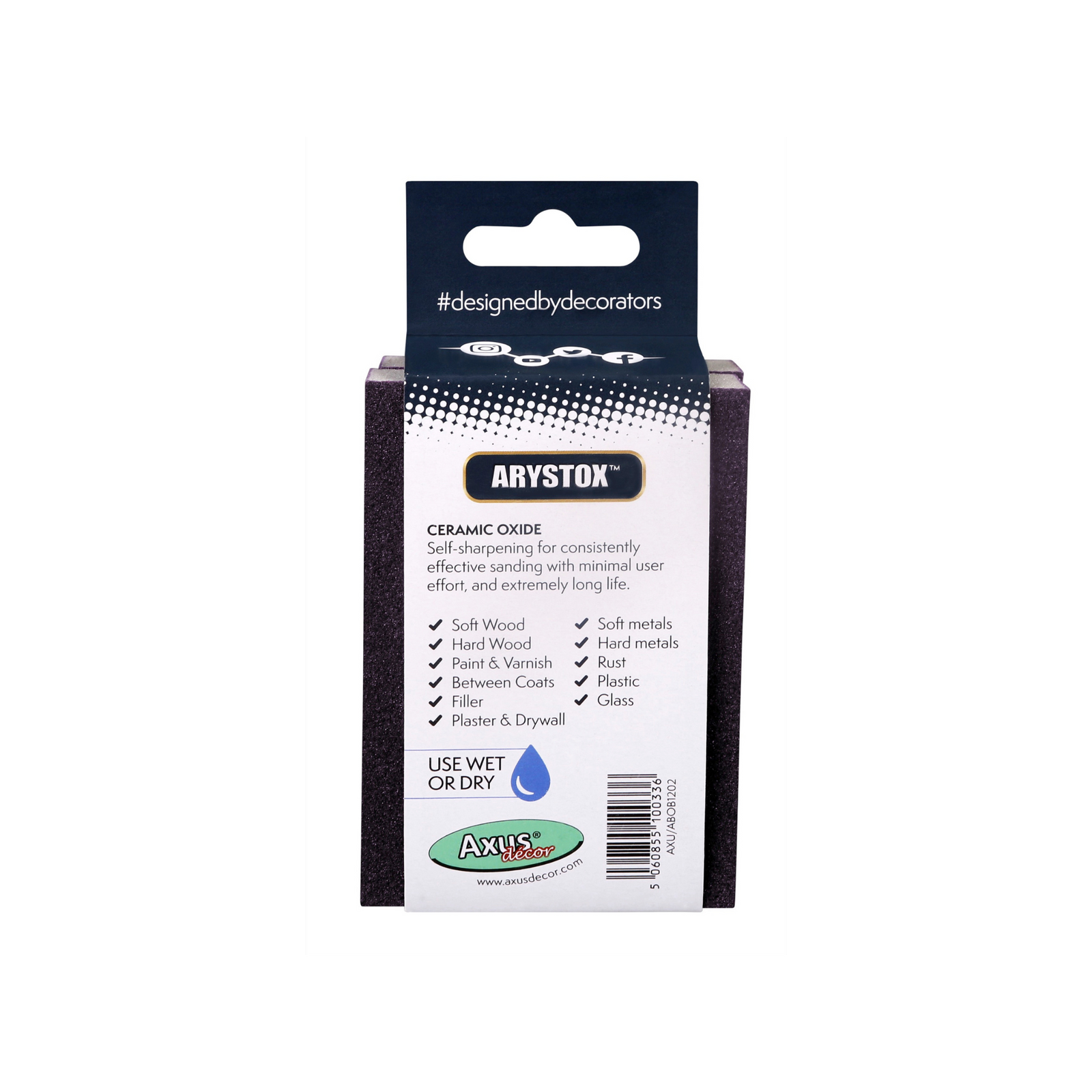 Axus Decor - Arystox Ceramic Oxide Abrasive Blocks, Twin Pack, Onyx Series, (Grit 120) - Paint Barrier Sheet Dynamite Hardware
