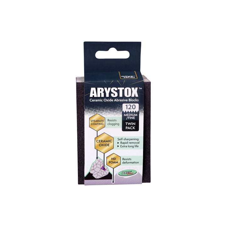 Axus Decor - Arystox Ceramic Oxide Abrasive Blocks, Twin Pack, Onyx Series, (Grit 120) - Paint Barrier Sheet Dynamite Hardware
