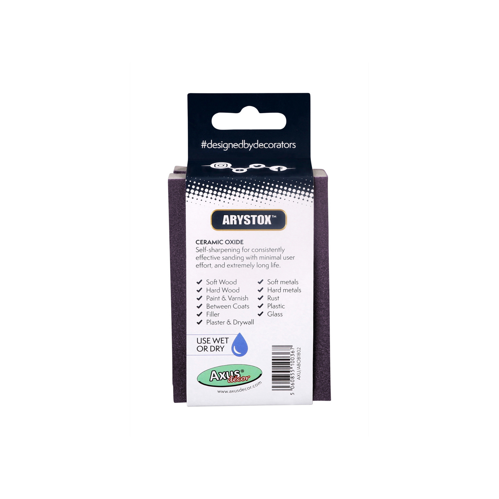 Axus Decor - Arystox Ceramic Oxide Abrasive Blocks, Twin Pack, Onyx Series, (Grit 180) - Paint Barrier Sheet Dynamite Hardware