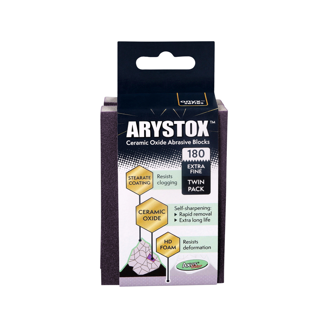Axus Decor - Arystox Ceramic Oxide Abrasive Blocks, Twin Pack, Onyx Series, (Grit 180) - Paint Barrier Sheet Dynamite Hardware