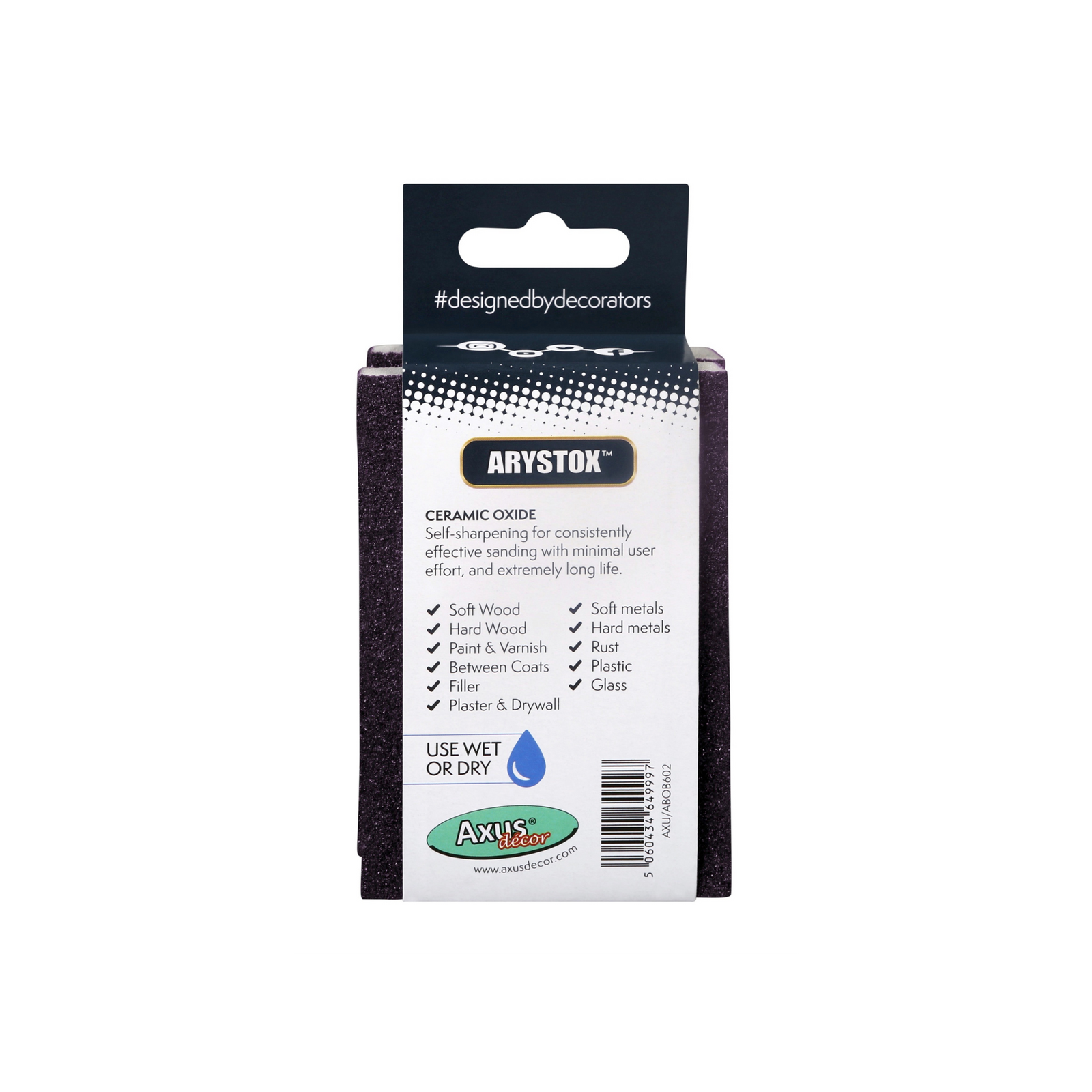 Axus Decor - Arystox Ceramic Oxide Abrasive Blocks, Twin Pack, Onyx Series, (Grit 60) - Paint Barrier Sheet Dynamite Hardware