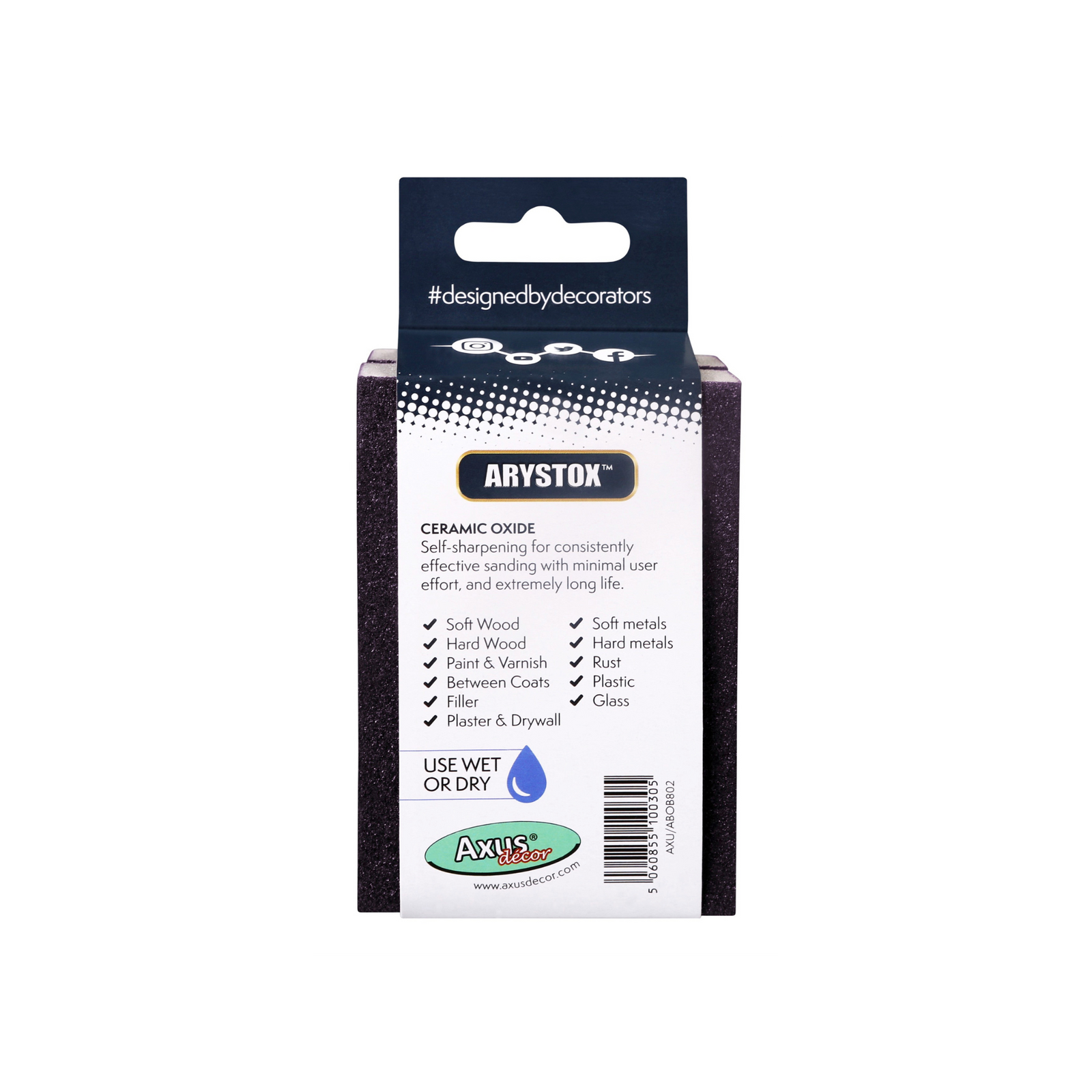 Axus Decor - Arystox Ceramic Oxide Abrasive Blocks, Twin Pack, Onyx Series, (Grit 80) - Paint Barrier Sheet Dynamite Hardware