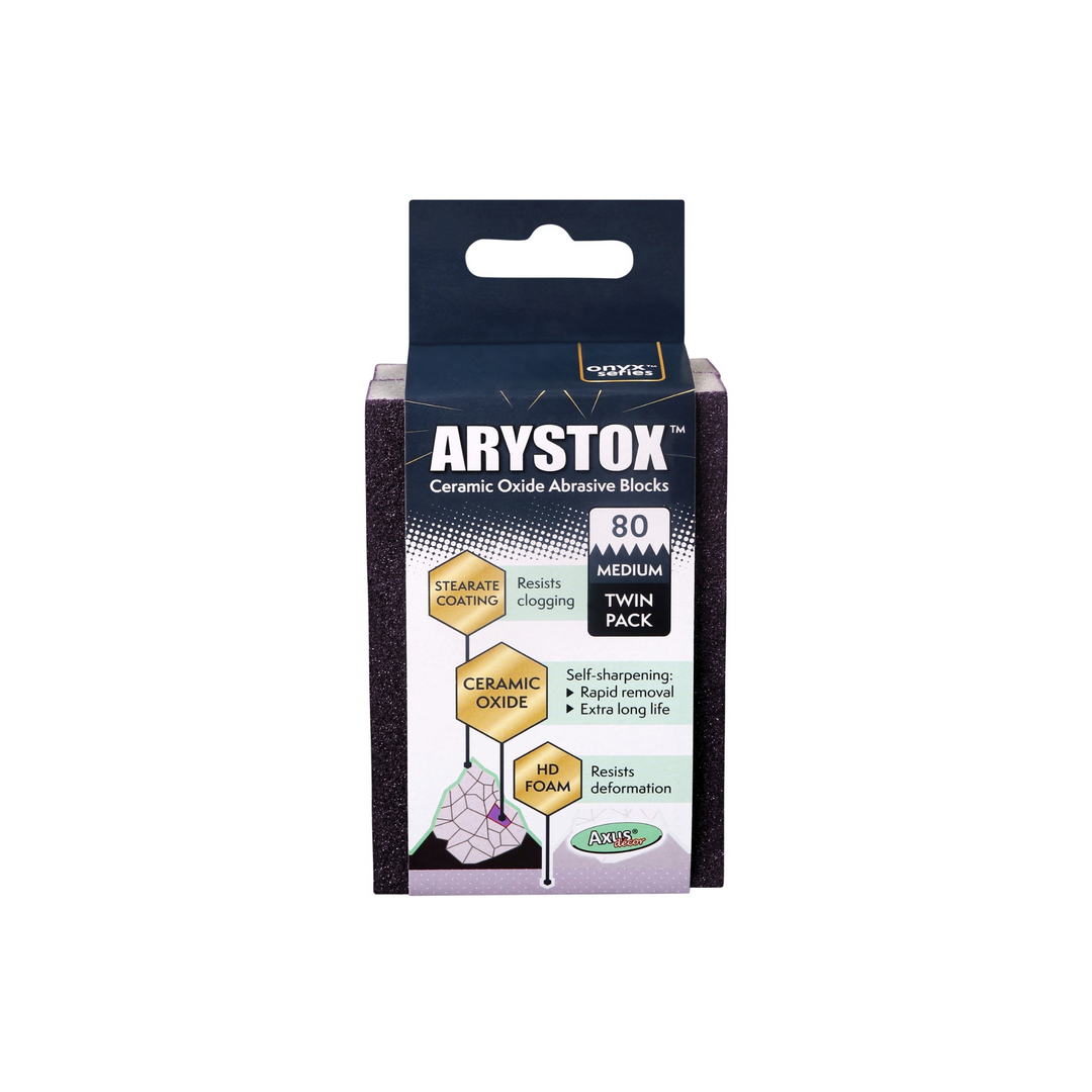 Axus Decor - Arystox Ceramic Oxide Abrasive Blocks, Twin Pack, Onyx Series, (Grit 80) - Paint Barrier Sheet Dynamite Hardware
