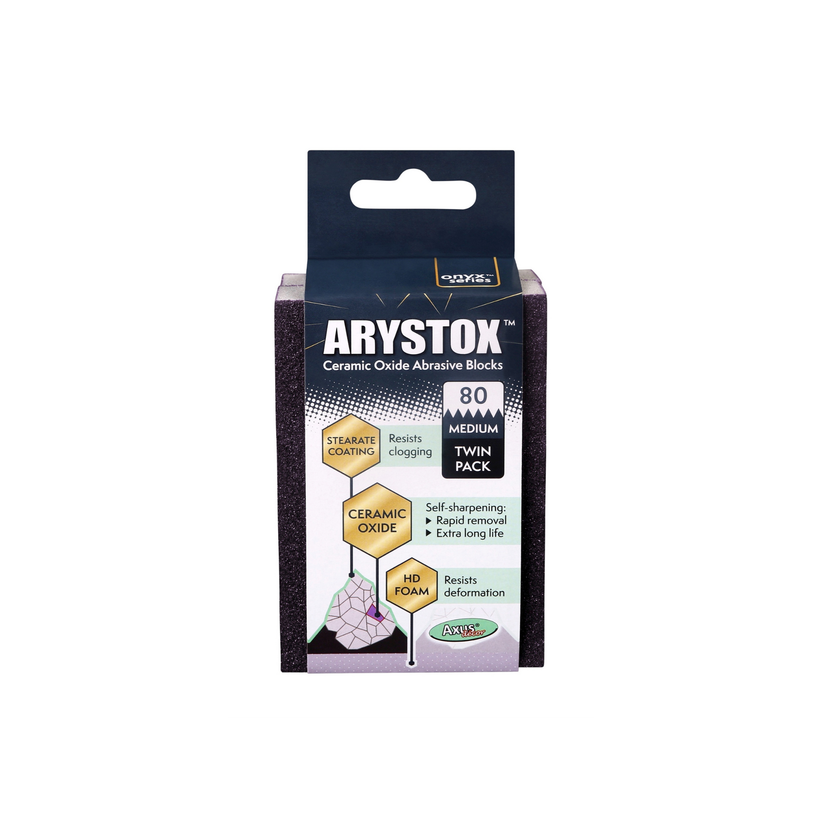 Axus Decor - Arystox Ceramic Oxide Abrasive Blocks, Twin Pack, Onyx Series, (Grit 80) - Paint Barrier Sheet Dynamite Hardware
