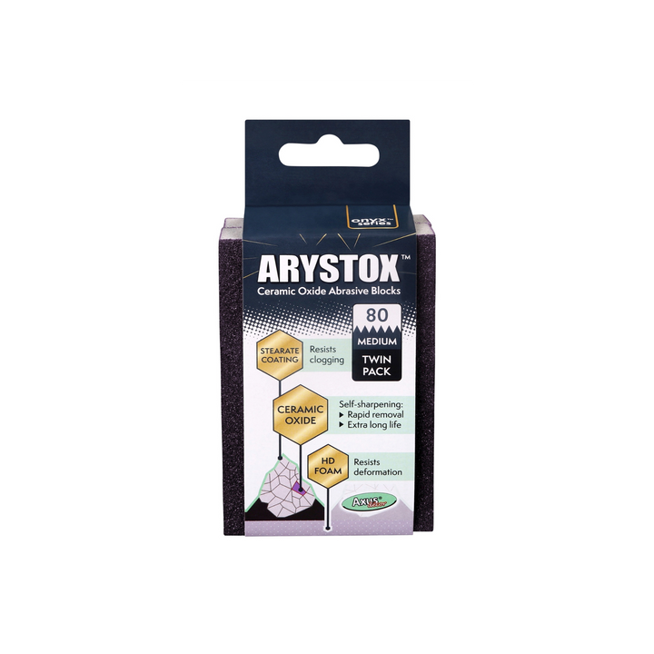 Axus Decor - Arystox Ceramic Oxide Abrasive Blocks, Twin Pack, Onyx Series, (Grit 80) - Paint Barrier Sheet Dynamite Hardware
