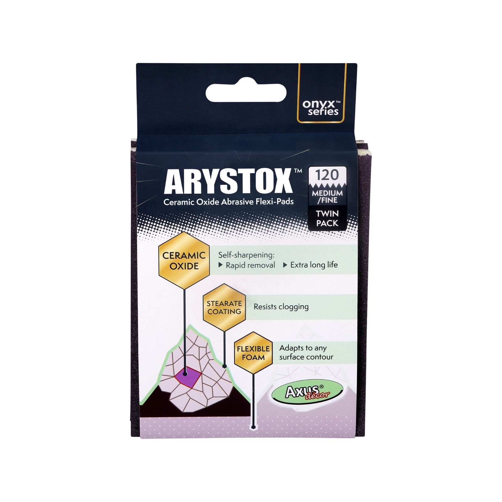 Axus Decor - Arystox Ceramic Oxide Flexi Pads, Twin Pack, Onyx Series, (Grit 120) - Paint Barrier Sheet Dynamite Hardware