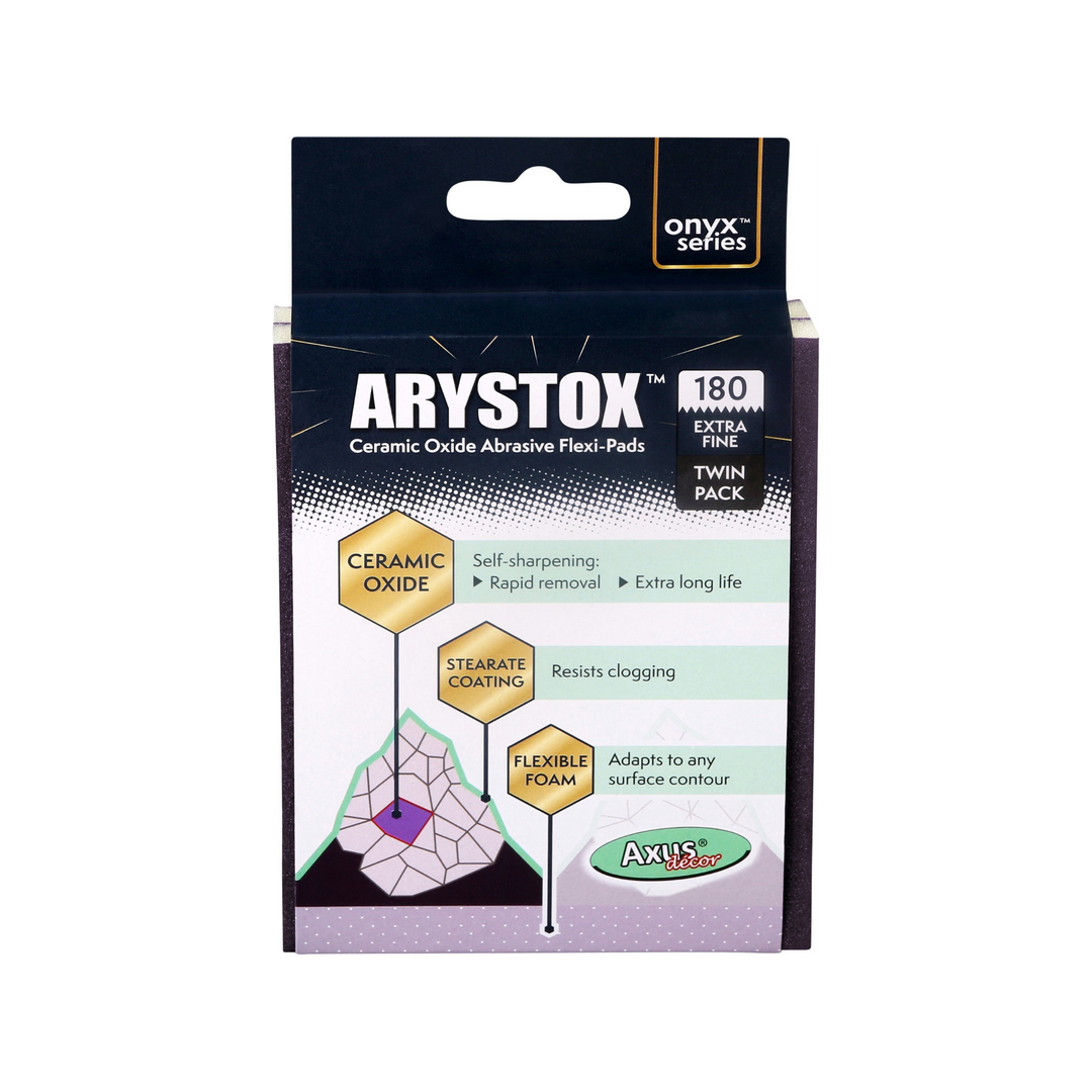 Axus Decor - Arystox Ceramic Oxide Flexi Pads, Twin Pack, Onyx Series, (Grit 180) - Paint Barrier Sheet Dynamite Hardware