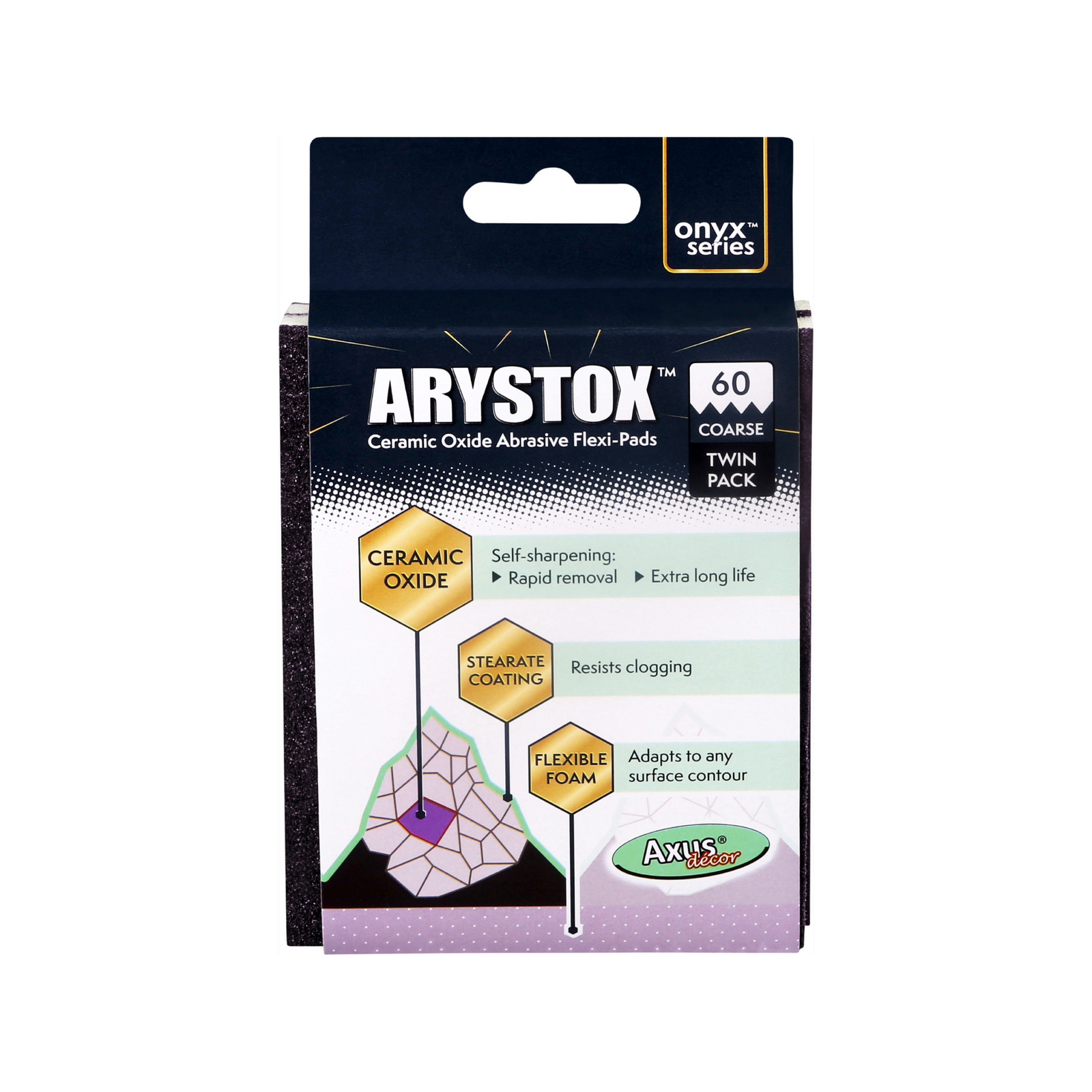 Axus Decor - Arystox Ceramic Oxide Flexi Pads, Twin Pack, Onyx Series, (Grit 60) - Paint Barrier Sheet Dynamite Hardware