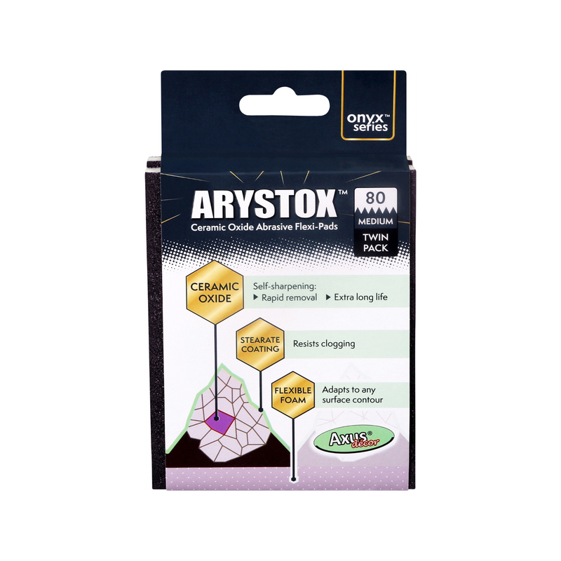 Axus Decor - Arystox Ceramic Oxide Flexi Pads, Twin Pack, Onyx Series, (Grit 80) - Paint Barrier Sheet Dynamite Hardware
