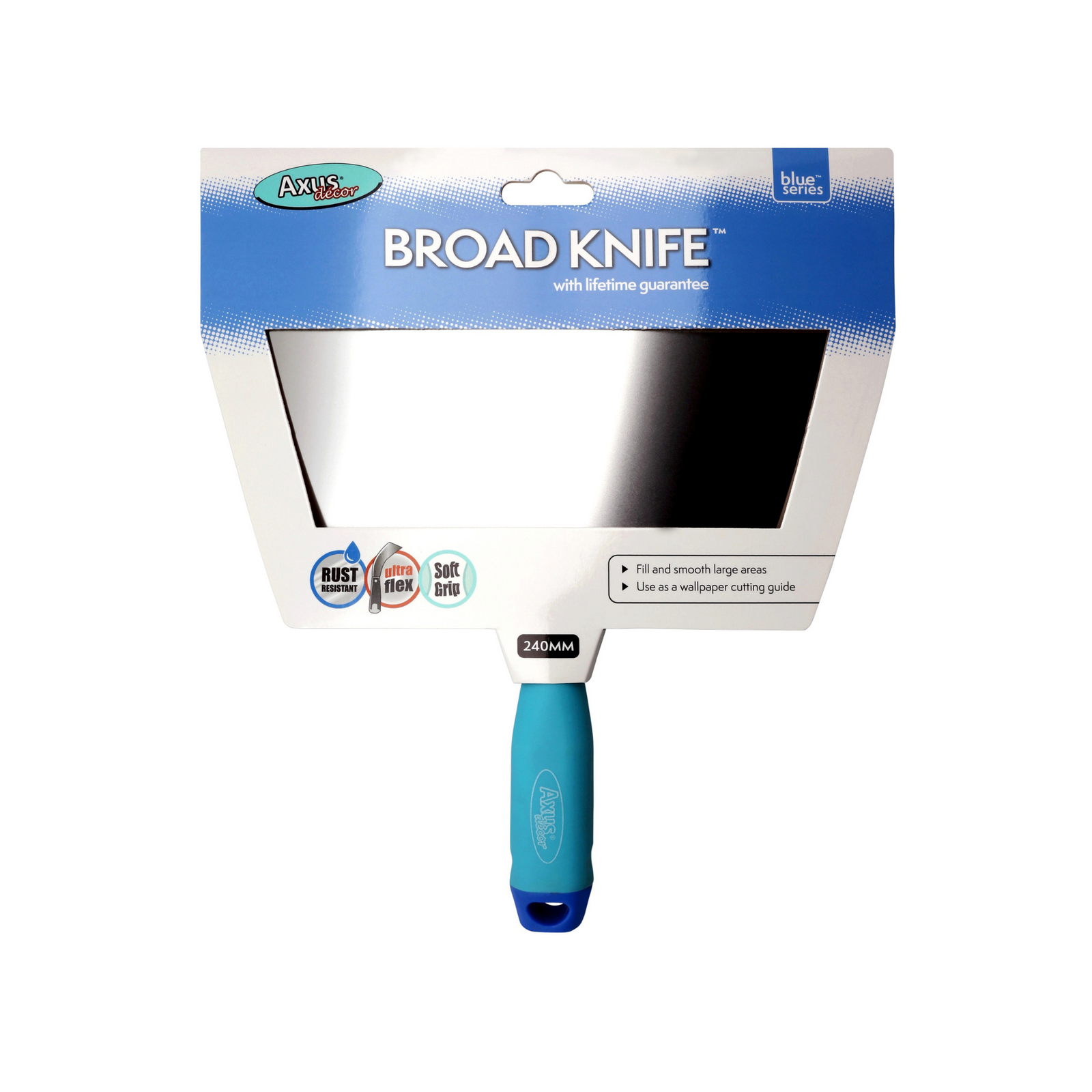 Axus Decor - Broad Knife, Blue Series (240mm) - Paint Barrier Sheet Dynamite Hardware