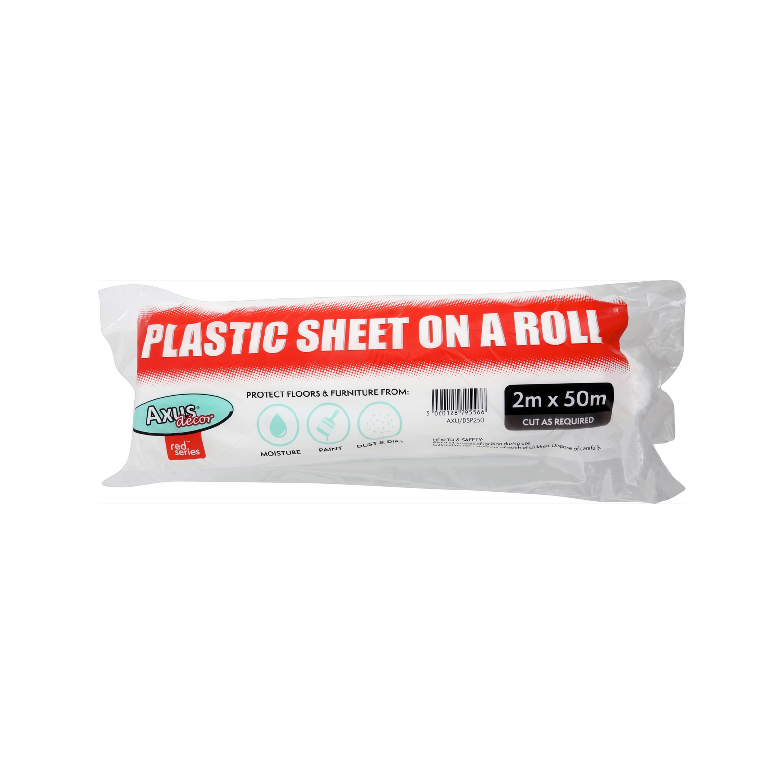 Axus Decor - Plastic Sheet Roll ,Red Series (2m x 50m) - Paint Barrier Sheet Dynamite Hardware