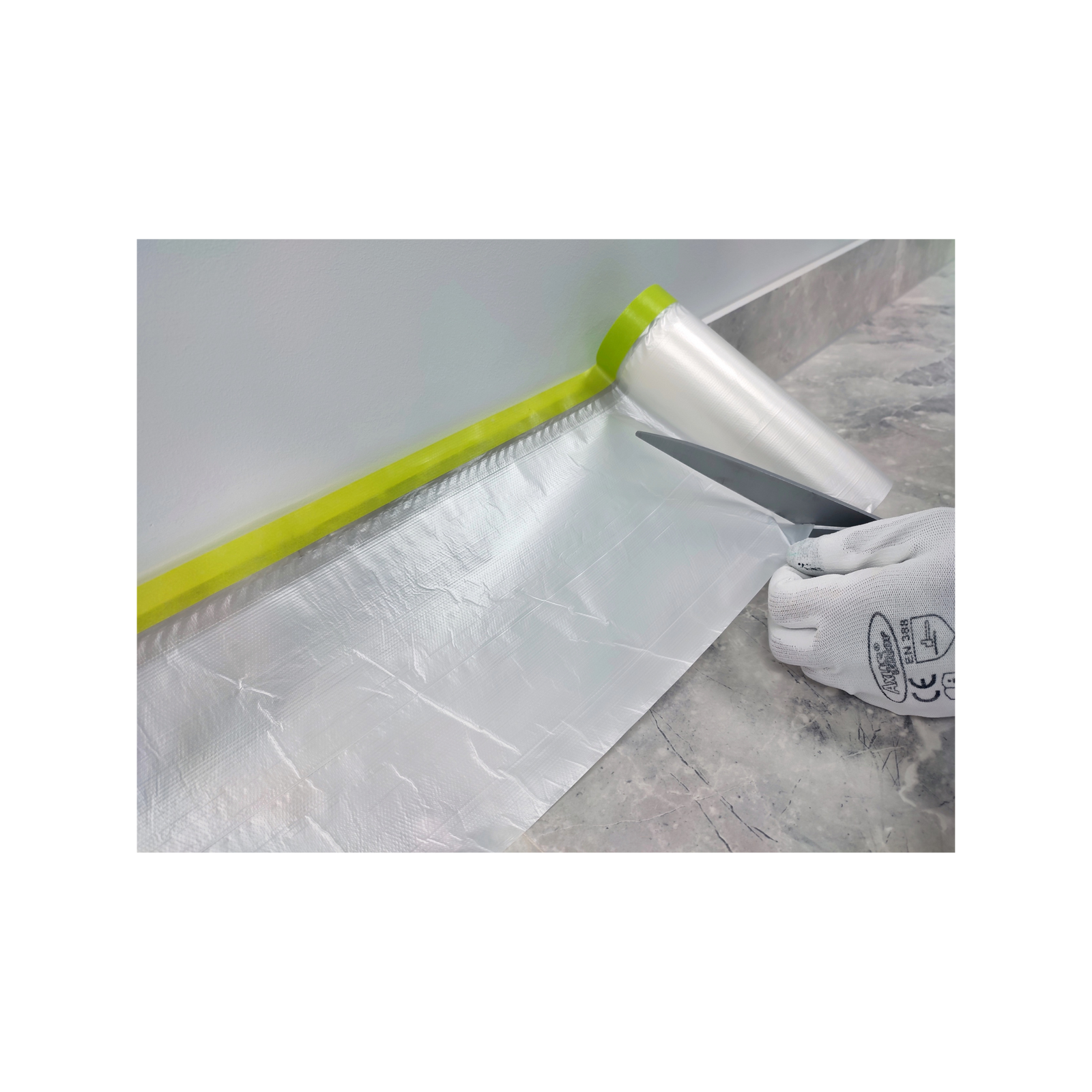 Axus Decor - Static 31 Pre Taped Protection Film, Blue Series (2.4m x 20m) - Paint Barrier Sheet Dynamite Hardware