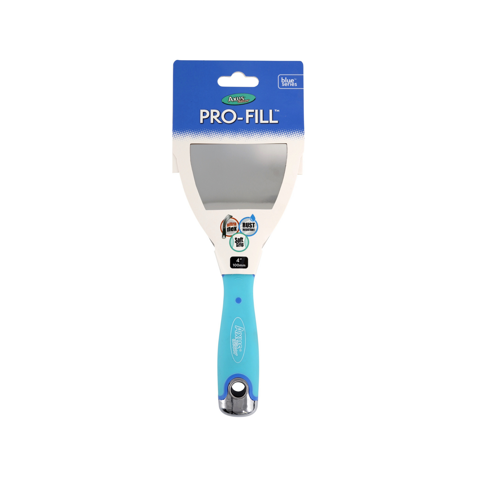Axus Decor - Pro Fill Filling Knife, Blue Series (4" / 100mm) - Paint Barrier Sheet Dynamite Hardware