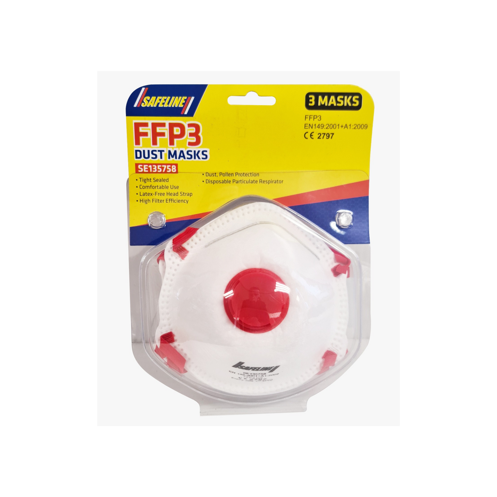 FFP3 - 3 PCS MOULDED VALVED DUST MASKS - Dynamite Hardware
