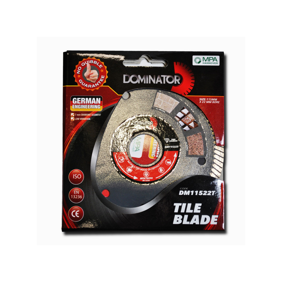 DOMINATOR TILE DIAMOND BLADE 115 MM X 22 BORE - Diamond Blade Dynamite Hardware